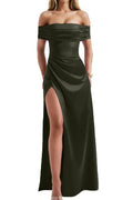 A-Line Elastic Silk like Satin Maxi Formal Wedding Guest Dresses B0DRFDHVGZ