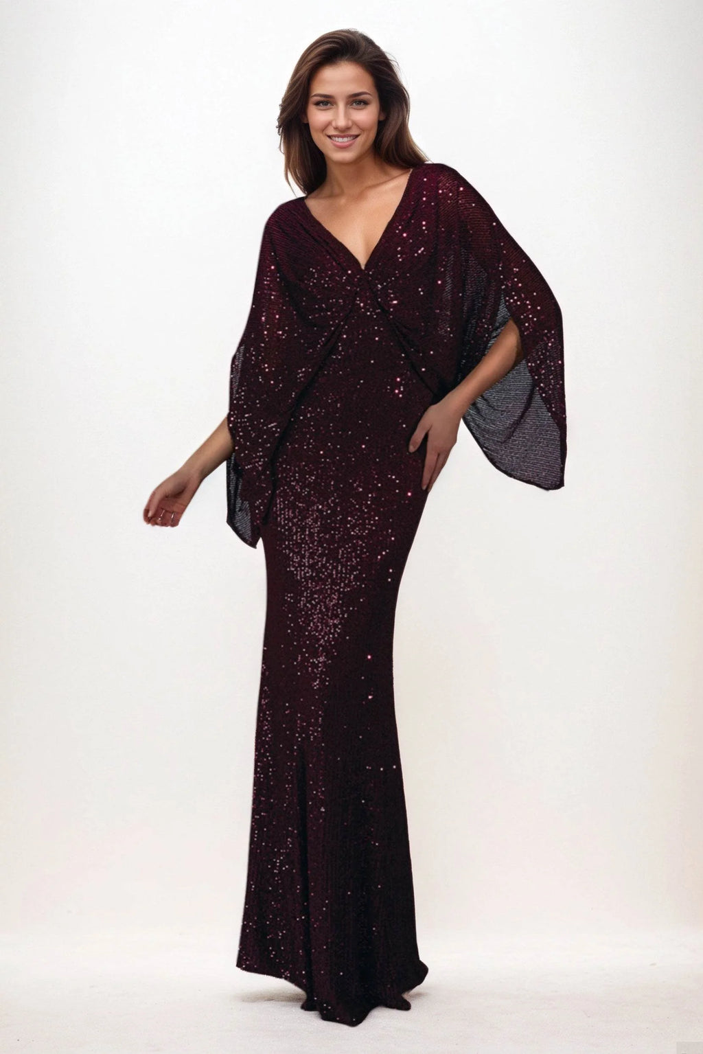 Sheath-Column Maxi Sequined Wedding Guest Dress CG0284