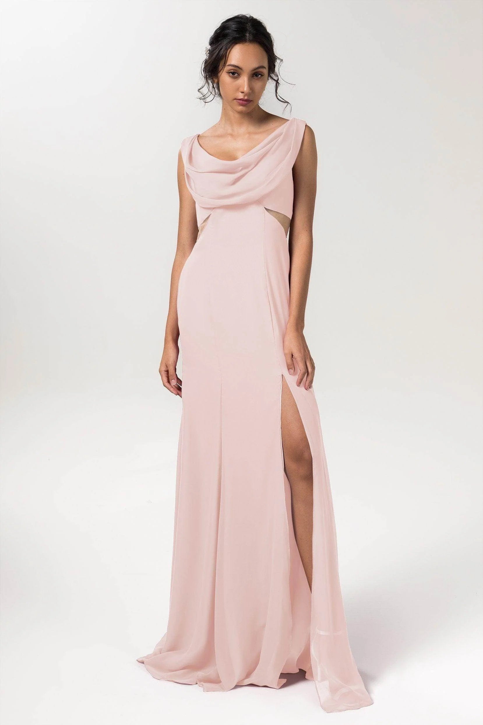 Sheath-Column Floor Length Chiffon Bridesmaid Dress CB0558