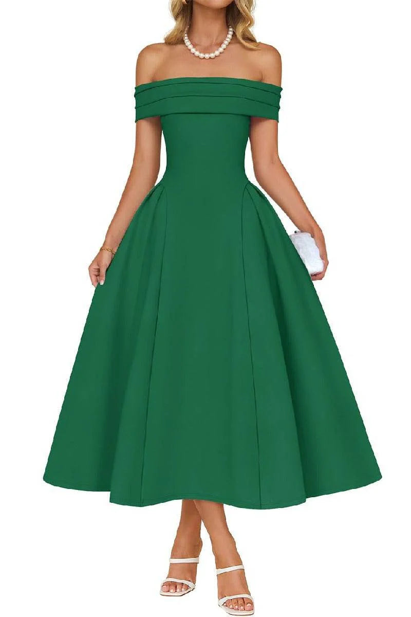 A-Line Midi Satin Formal Wedding Guest Dresses B0DS8NJRR3