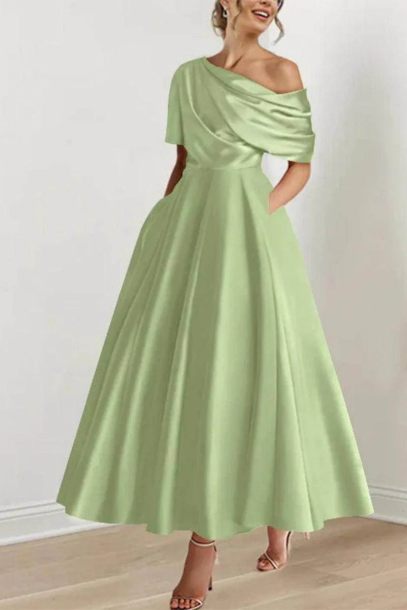 A Line One shoulder Half Sleeve Ankle Length Mother Dresses CM0366