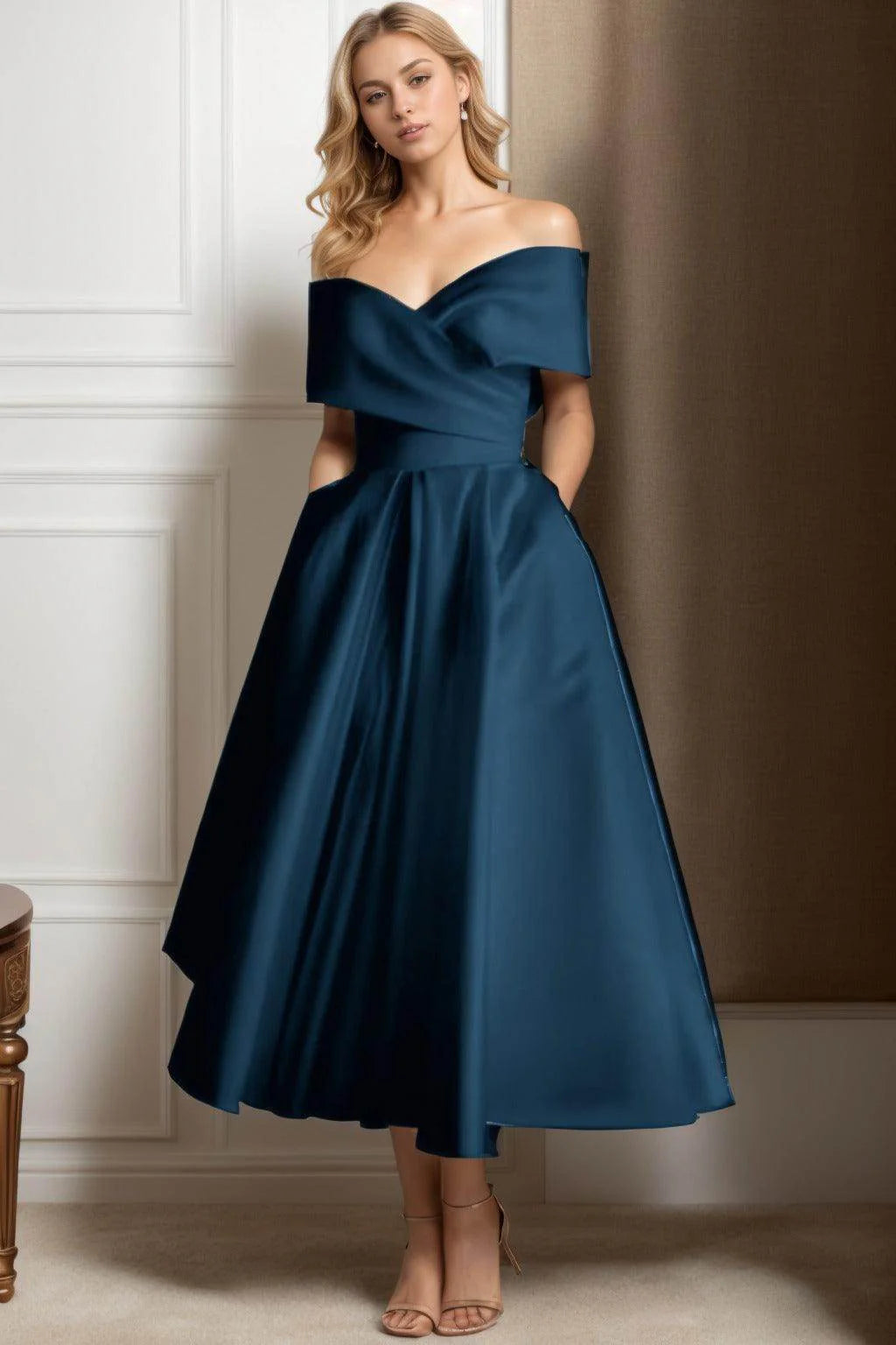 A-Line Ankle Length Satin Graduation Dresses CS0564