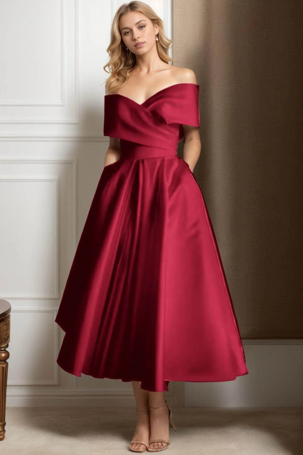 A-Line Ankle Length Satin Graduation Dresses CS0564