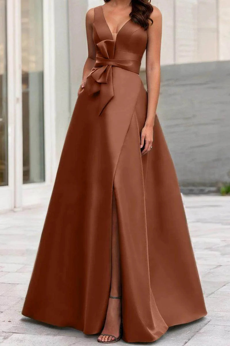 A Line V Neck Sleeveless Mother Of The Bride Dresses CM0341