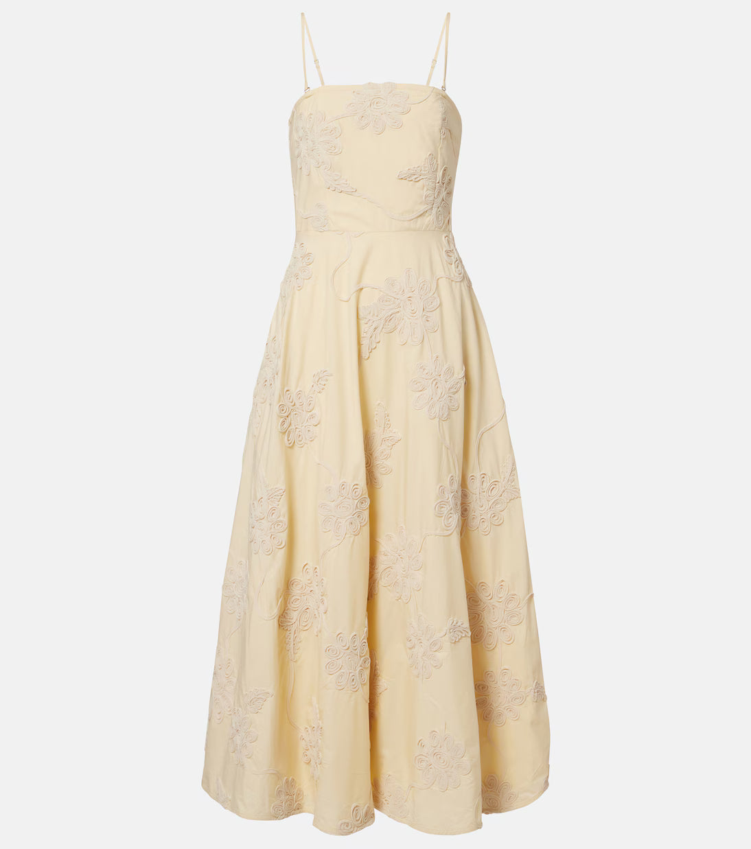 Rotate Embroidered floral cotton midi dress