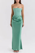 Sheath-Column Maxi Satin Dress 890654168879