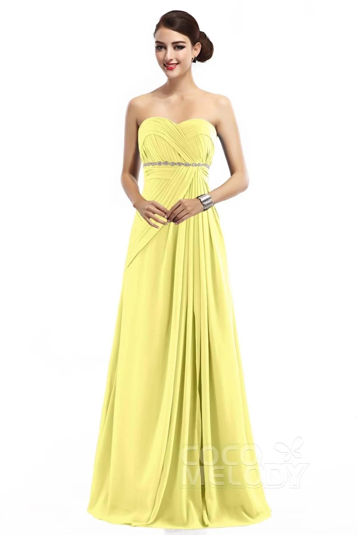 Sheath Floor Length Chiffon Bridesmaid Dress COZF14022