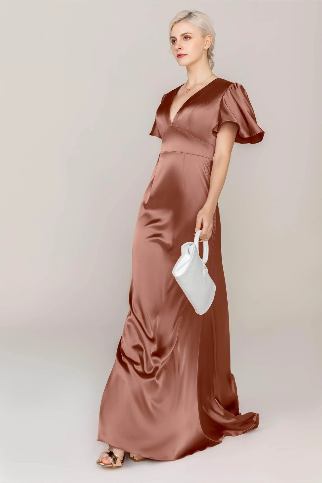 Sheath Sweep Train Luxe Satin Dress CS0312
