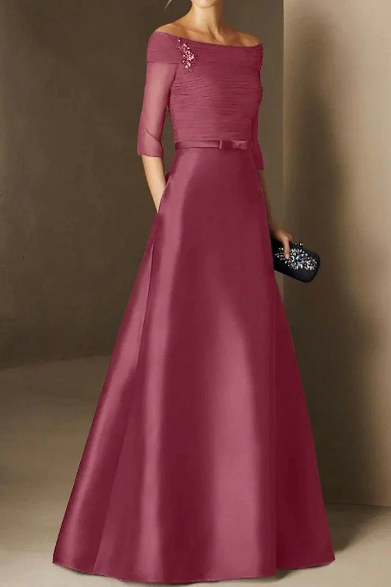 A Line Off The Shoulder Short Sleeves Applique Mother Dresses CM0339