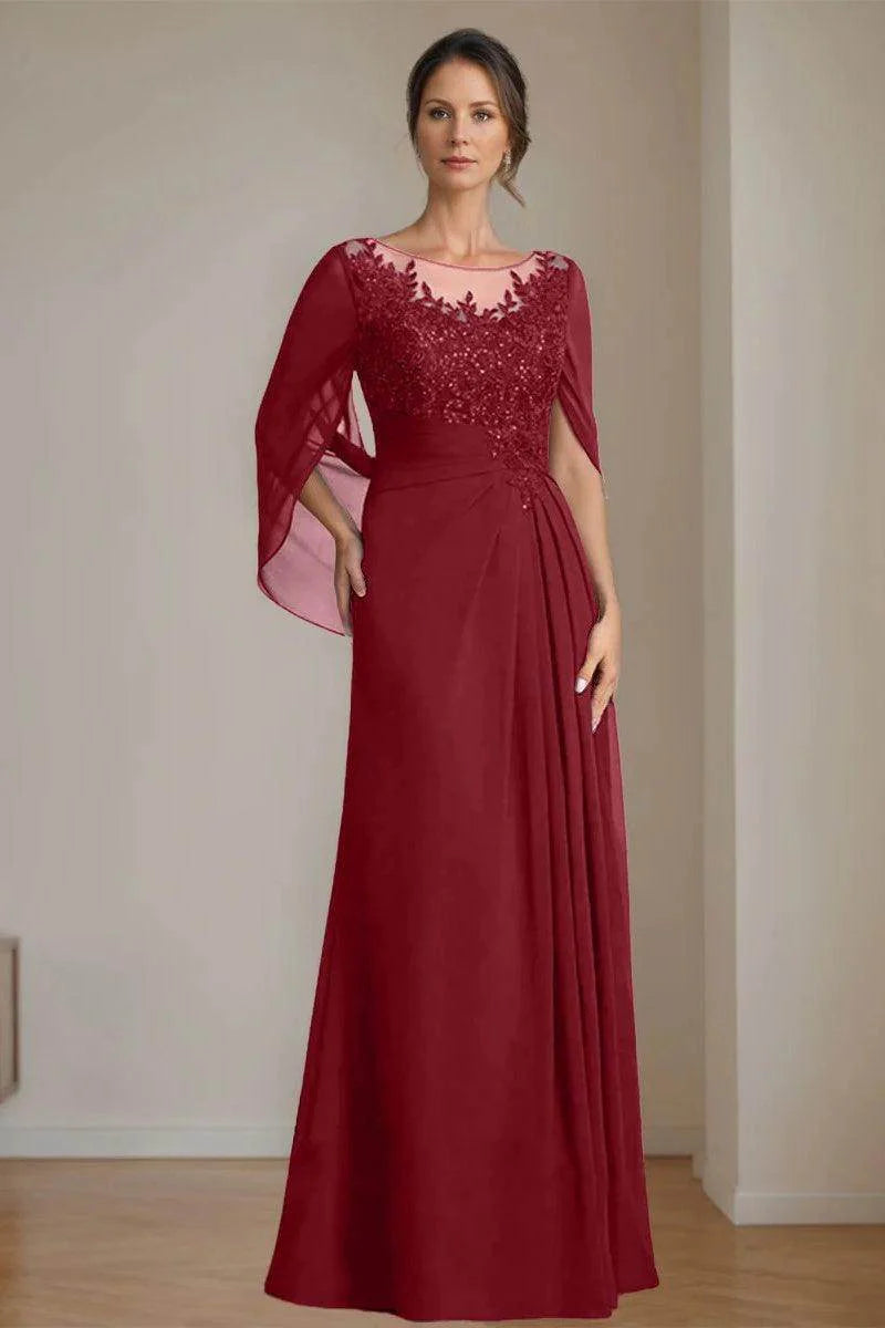 A Line Scoop Floor Length Sequins Mother of the Bride Dresses CM0369