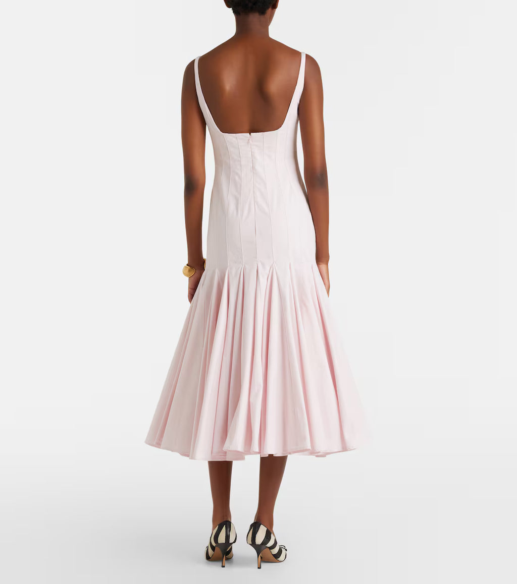 Jacquemus Agave pleated cotton poplin midi dress