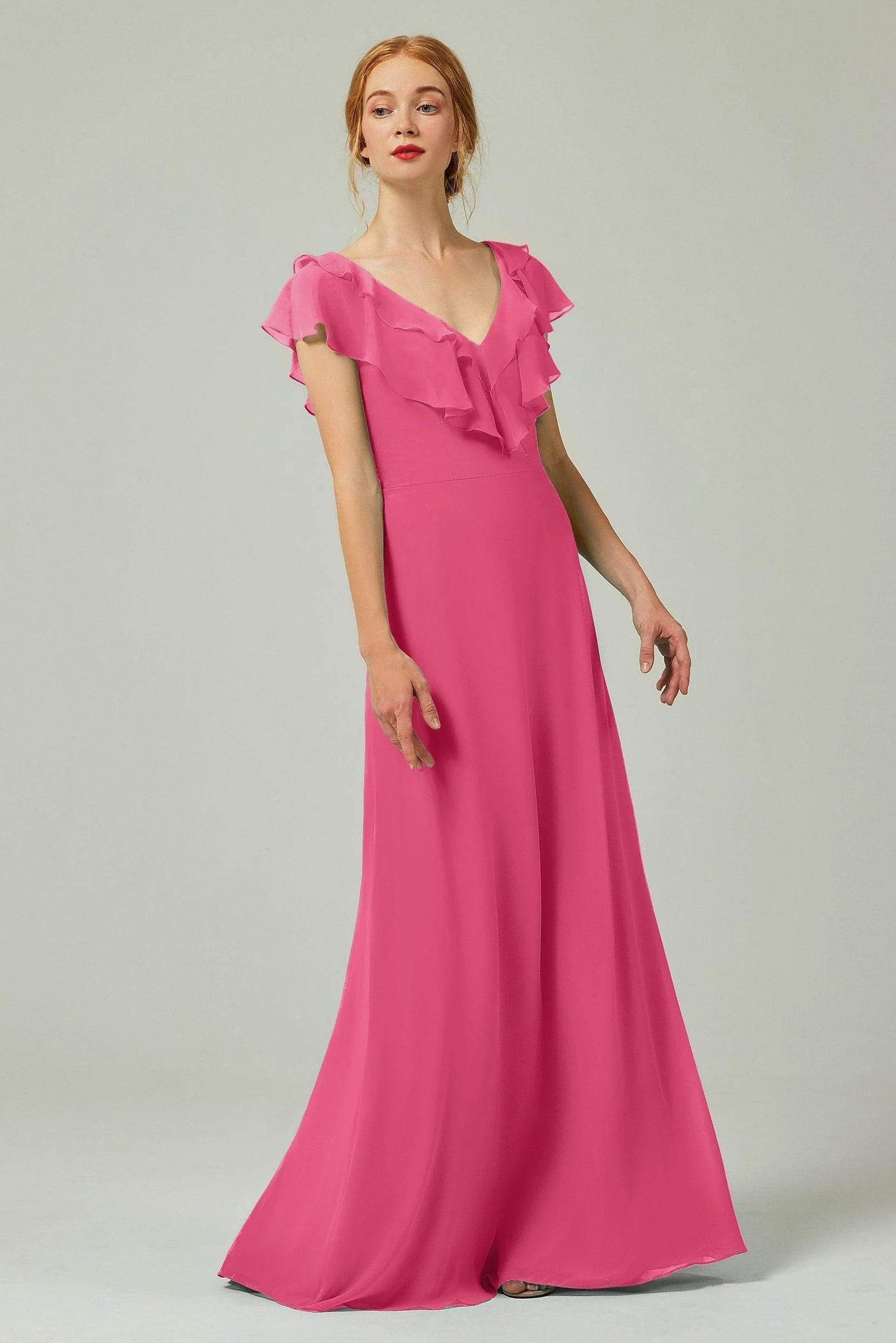 A-Line Floor Length Chiffon Bridesmaid Dress CB0323