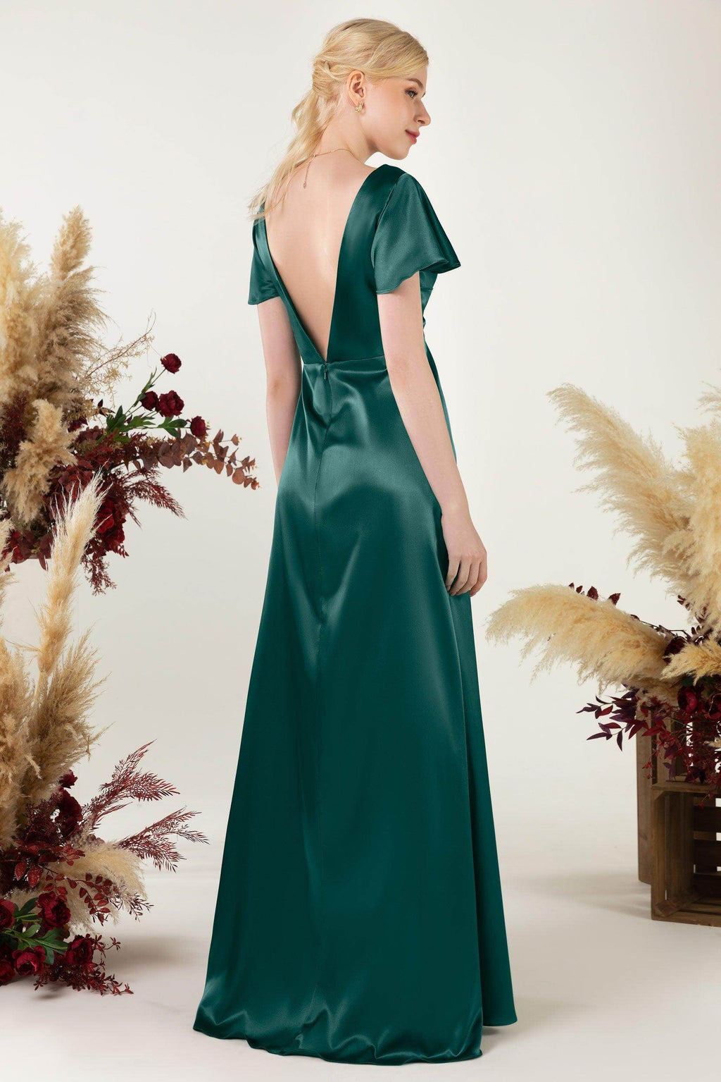 Sheath Sweep Luxe Satin Bridesmaid Dress Formal Dresses CB0504