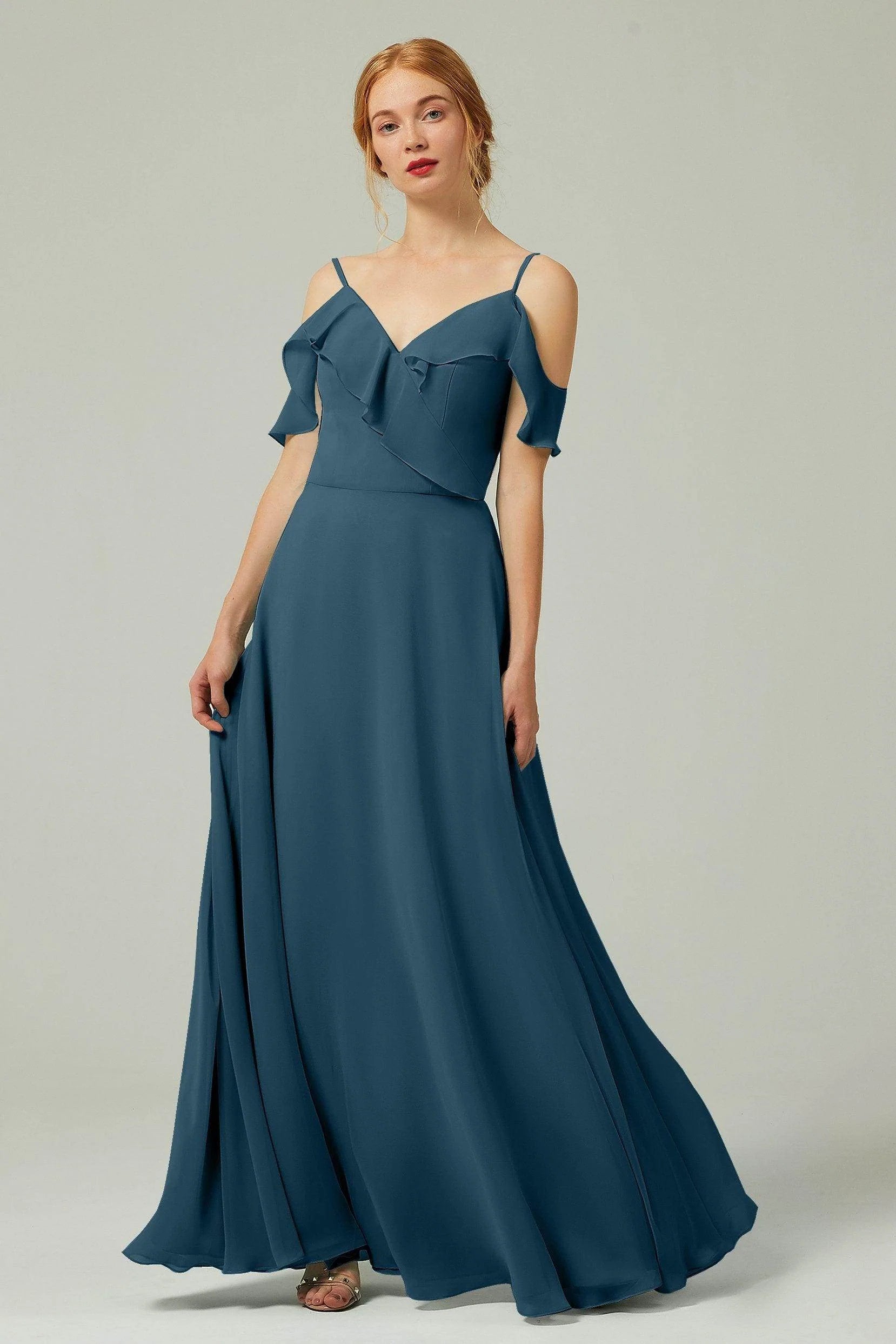 A-Line Floor Length Chiffon Bridesmaid Dress CB0326